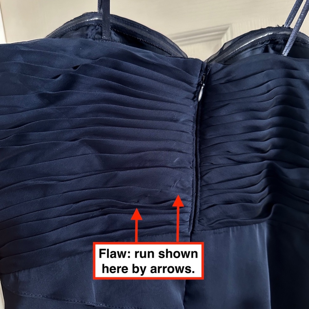 Adrianna Papell Strapless Draped Flutter Cocktail Dress Navy Blue Size 8 - Picture 11 of 11